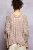 POL Open Front Lightweight Sweater Cardigan in Caramel Almond