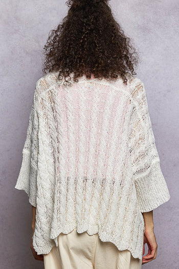 POL Open Front Lightweight Sweater Cardigan in Ivory