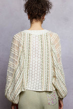 Load image into Gallery viewer, POL Contrasting Mixed Fabric Peasant Top in Natural
