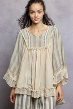 Load image into Gallery viewer, POL Loose Fit Top with Lace Trim in Natural
