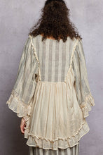 Load image into Gallery viewer, POL Loose Fit Top with Lace Trim in Natural
