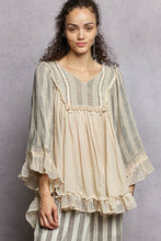 Load image into Gallery viewer, POL Loose Fit Top with Lace Trim in Natural
