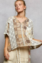 Load image into Gallery viewer, POL Patchwork Design Crop Top in Ivory/Beige Multi
