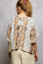 Load image into Gallery viewer, POL Patchwork Design Crop Top in Ivory/Beige Multi
