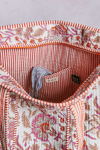 POL Quilted Print Weekend Tote in Ivory Multi