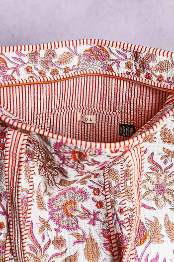 POL Quilted Print Weekend Tote in Ivory Multi