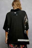 POL Mix N Match Patched Button Down Top in Black