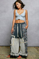 POL Mixed Patchwork Pants in Navy