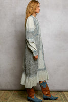 POL Patchwork Pintuck Maxi Dress in Denim Blue