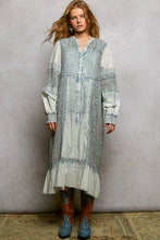 Load image into Gallery viewer, POL Patchwork Pintuck Maxi Dress in Denim Blue
