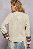 POL American Flag Patched Top in Cream Multi ON ORDER