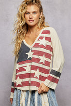 Load image into Gallery viewer, POL American Flag Patched Top in Cream Multi ON ORDER
