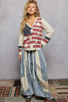 POL American Flag Patched Top in Cream Multi ON ORDER