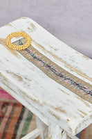 POL Mixed Floral Embroidery Belt in Grey
