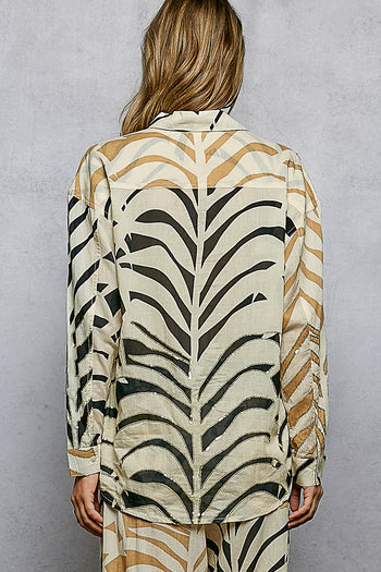 POL Contrasting Animal Print Top in Cream Zebra Multi