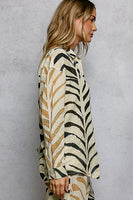 POL Contrasting Animal Print Top in Cream Zebra Multi