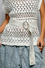 Load image into Gallery viewer, POL Floral Embroidered Lace Belt with Pearls in Ivory
