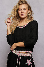 Load image into Gallery viewer, POL Textured Knit Top with Lace Details in Black
