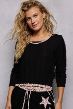 Load image into Gallery viewer, POL Textured Knit Top with Lace Details in Black
