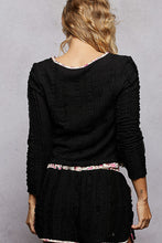 Load image into Gallery viewer, POL Textured Knit Top with Lace Details in Black
