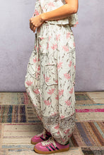 Load image into Gallery viewer, POL Double Gauze Printed Joggers with See Through Lace Details in Ivory Floral
