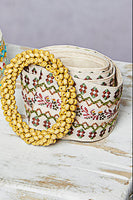POL Mixed Embroidery Belt in Olive/Burgundy