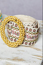 Load image into Gallery viewer, POL Mixed Embroidery Belt in Olive/Burgundy
