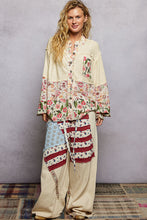 Load image into Gallery viewer, POL Contrasting Ribbed Knit and Floral Top in Natural
