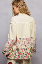 Load image into Gallery viewer, POL Contrasting Ribbed Knit and Floral Top in Natural
