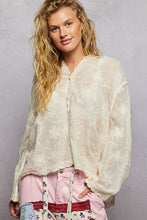 Load image into Gallery viewer, POL Boho Embroidered Linen Hoodie Top in Natural
