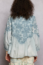Load image into Gallery viewer, POL Vintage Washed Top with Embroidery Detail in Denim Blue
