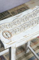 POL Floral Embroidered Belt with Lace Trim in Pistachio