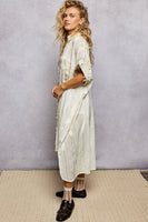 POL Textured Cotton Shirt Dress in Natural