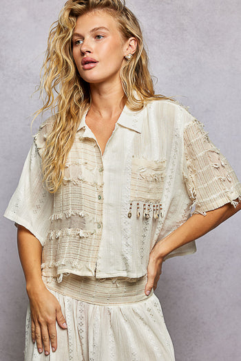 POL OVERSIZED Cropped Top in Natural