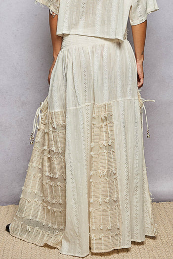 POL Mixed Fabric and Textured Pants in Natural ON ORDER
