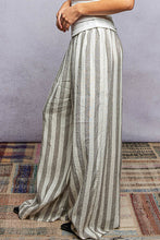 Load image into Gallery viewer, POL Linen Blend Contrasting Stripe Pants in Charcoal Multi
