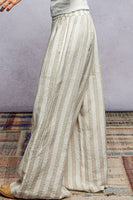 POL Linen Blend Contrasting Stripe Pants in Natural Multi