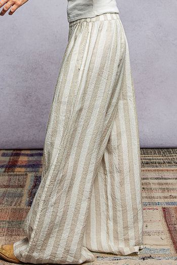 POL Linen Blend Contrasting Stripe Pants in Natural Multi