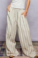 POL Linen Blend Contrasting Stripe Pants in Natural Multi