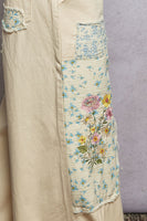 POL Denim Pants with Mixed Patches and Embroidery Detail in Natural Multi