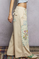 POL Denim Pants with Mixed Patches and Embroidery Detail in Natural Multi