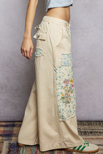 Load image into Gallery viewer, POL Denim Pants with Mixed Patches and Embroidery Detail in Natural Multi
