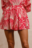 BiBi Two Toned Printed Woven Shorts in Fuchsia