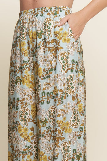 J.nna Paisley Floral Print Set in Blue Combo