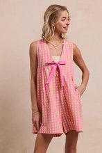 Load image into Gallery viewer, BiBi Contrasting Color Gingham Print Romper in Pink
