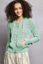Load image into Gallery viewer, POL Cable Knit Washed Jacket in Mint

