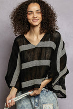 Load image into Gallery viewer, POL Striped Linen Top in Black ON ORDER
