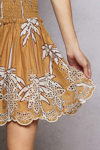 POL Palm Tree Printed Dress in Mocha