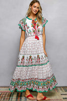 POL Mixed Print Midi Dress in Ivory Multi