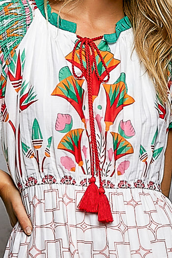 POL Mixed Print Midi Dress in Ivory Multi